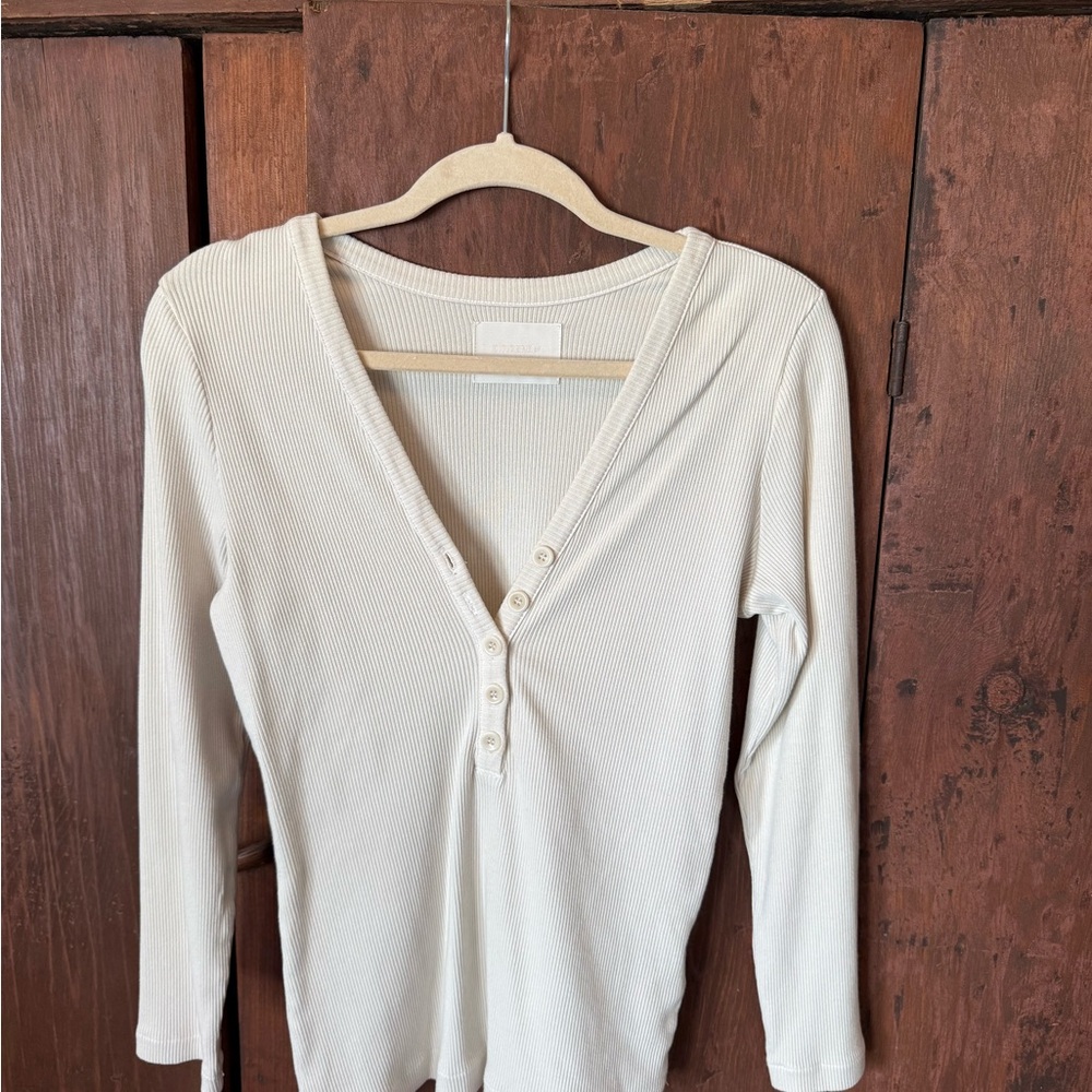 Citizens Of Humanity Cream Long Sleeve V-Neck Top
